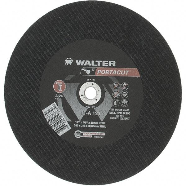 Value Collection - 12" 24 Grit Aluminum Oxide Cutoff Wheel - 1/8" Thick, 20mm Arbor, 6,300 Max RPM - Industrial Tool & Supply