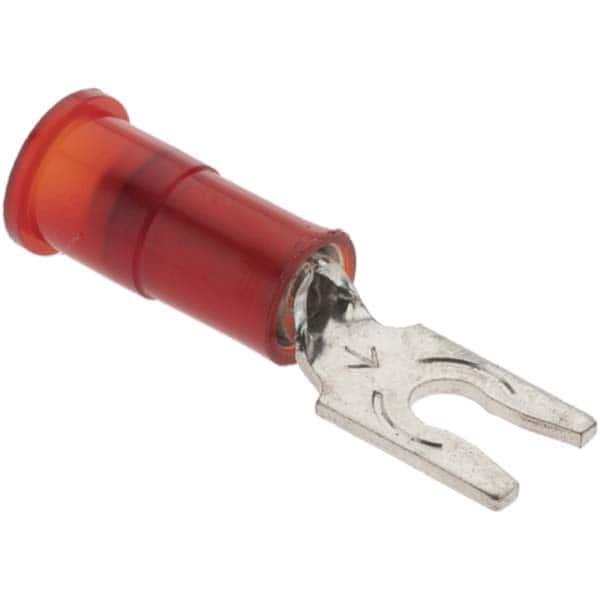 Value Collection - #4 Stud, 22 to 18 AWG Compatible, Partially Insulated, Crimp Connection, Locking Fork Terminal - Industrial Tool & Supply