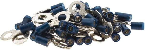 Value Collection - 16-14 AWG Partially Insulated Crimp Connection D Shaped Ring Terminal - Tin Plated Copper Contact - Industrial Tool & Supply