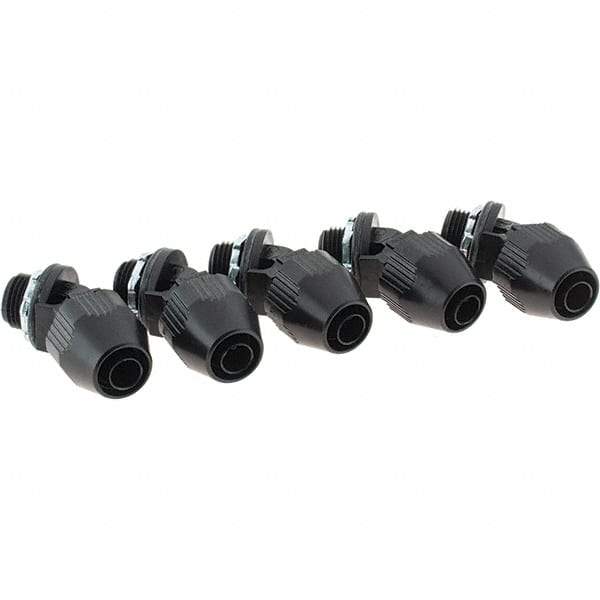 Value Collection - 3/8" Trade, PVC Compression & Threaded Angled Liquidtight Conduit Connector - Industrial Tool & Supply