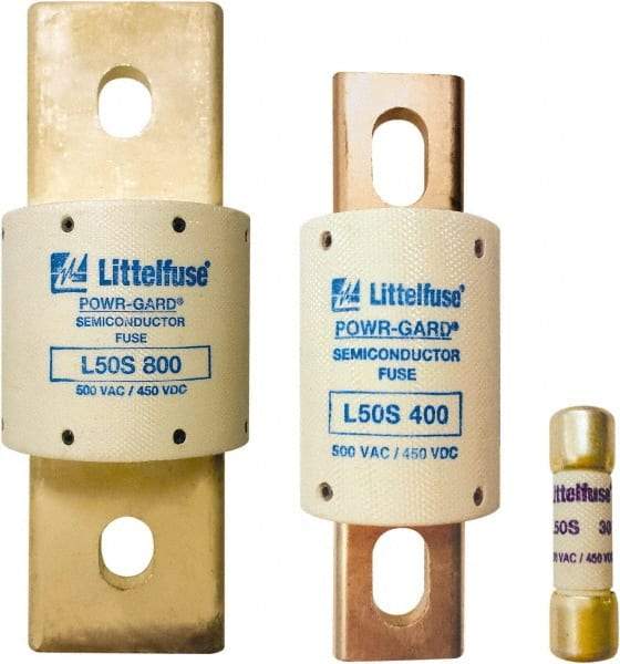 Value Collection - 450 VDC, 500 VAC, 50 Amp, Fast-Acting Semiconductor/High Speed Fuse - Bolt-on Mount, 3-3/16" OAL, 20 at DC, 200 at AC kA Rating, 13/16" Diam - Industrial Tool & Supply