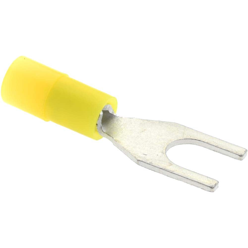 #6 Stud, 26 to 24 AWG Compatible, Partially Insulated, Crimp Connection, Standard Fork Terminal Nylon Insulation, Yellow