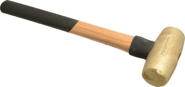 American Hammer - 5 Lb Head 1-3/4" Face Brass Nonmarring Hammer - 16" OAL, Wood Handle - Industrial Tool & Supply