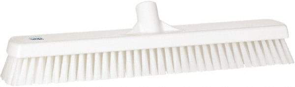 Vikan - 1.8" Bristle Length, Polyester Scrub Brush - 18" Long x 2-1/2" Wide Head, 19" OAL, European Threaded Handle, White, Polypropylene Block - Industrial Tool & Supply