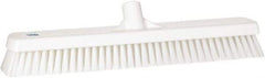 Vikan - 1.8" Bristle Length, Polyester Scrub Brush - 18" Long x 2-1/2" Wide Head, 19" OAL, European Threaded Handle, White, Polypropylene Block - Industrial Tool & Supply