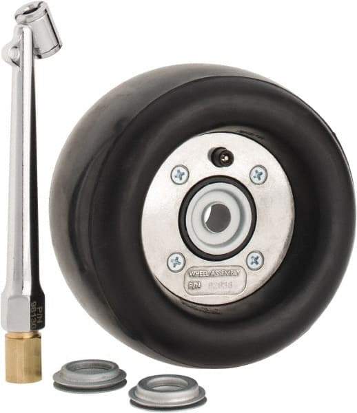 Dynabrade - 5" Wheel OD, 3-1/2" Wheel Width, 3,500 RPM, Composite, Pneumatic Wheel with Hub - 15-1/2" Long x 3-1/2" Wide, 1/2" Wheel Arbor Hole, For Use with 13206, 13207, 13507 & 13508 - Industrial Tool & Supply