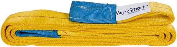 Value Collection - 10' Long x 4" Wide, 6,400 Lb Vertical Capacity, 1 Ply, Polyester Web Sling - 5,000 Lb Choker Capacity, with Eye & Eye (Flat) - Industrial Tool & Supply