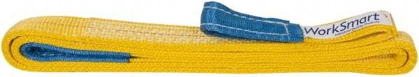 Value Collection - 8' Long x 1" Wide, 3,200 Lb Vertical Capacity, 2 Ply, Polyester Web Sling - 2,500 Lb Choker Capacity, with Eye & Eye (Flat) - Industrial Tool & Supply