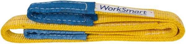 Value Collection - 12' Long x 1" Wide, 3,200 Lb Vertical Capacity, 2 Ply, Polyester Web Sling - 2,500 Lb Choker Capacity, with Eye & Eye (Flat) - Industrial Tool & Supply