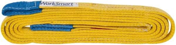 Value Collection - 16' Long x 1" Wide, 3,200 Lb Vertical Capacity, 2 Ply, Polyester Web Sling - 2,500 Lb Choker Capacity, with Eye & Eye (Flat) - Industrial Tool & Supply