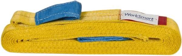 Value Collection - 12' Long x 2" Wide, 6,400 Lb Vertical Capacity, 2 Ply, Polyester Web Sling - 5,000 Lb Choker Capacity, with Eye & Eye (Flat) - Industrial Tool & Supply