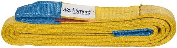 Value Collection - 14' Long x 2" Wide, 6,400 Lb Vertical Capacity, 2 Ply, Polyester Web Sling - 5,000 Lb Choker Capacity, with Eye & Eye (Flat) - Industrial Tool & Supply