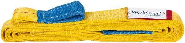 Value Collection - 12' Long x 2" Wide, 3,200 Lb Vertical Capacity, 1 Ply, Polyester Web Sling - 2,500 Lb Choker Capacity, with Eye & Eye (Twisted) - Industrial Tool & Supply