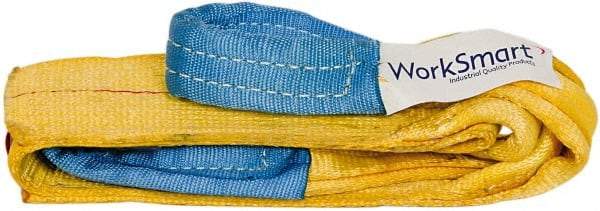 Value Collection - 4' Long x 3" Wide, 4,800 Lb Vertical Capacity, 1 Ply, Polyester Web Sling - 3,800 Lb Choker Capacity, with Eye & Eye (Twisted) - Industrial Tool & Supply