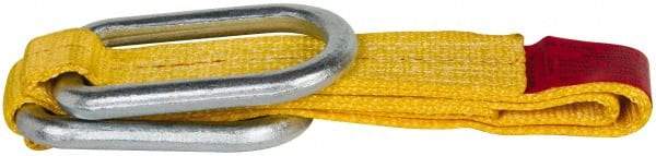 Value Collection - 4' Long x 2" Wide, 3,200 Lb Vertical Capacity, 1 Ply, Polyester Web Sling - 2,500 Lb Choker Capacity, with Hardware (Unilink) - Industrial Tool & Supply