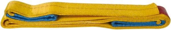 Value Collection - 8' Long x 2" Wide, 3,200 Lb Vertical Capacity, 1 Ply, Polyester Web Sling - 2,500 Lb Choker Capacity, with Eye & Eye (Flat) - Industrial Tool & Supply