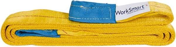 Value Collection - 10' Long x 4" Wide, 11,500 Lb Vertical Capacity, 2 Ply, Polyester Web Sling - 9,200 Lb Choker Capacity, with Eye & Eye (Flat) - Industrial Tool & Supply