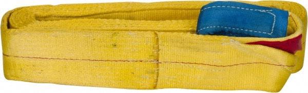 Value Collection - 20' Long x 4" Wide, 11,500 Lb Vertical Capacity, 2 Ply, Polyester Web Sling - 9,200 Lb Choker Capacity, with Eye & Eye (Flat) - Industrial Tool & Supply