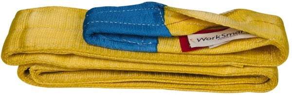 Value Collection - 10' Long x 4" Wide, 11,500 Lb Vertical Capacity, 2 Ply, Polyester Web Sling - 9,200 Lb Choker Capacity, Yellow, with Eye & Eye (Twisted) - Industrial Tool & Supply