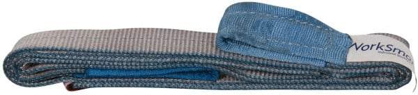 Value Collection - 8' Long x 2" Wide, 3,200 Lb Vertical Capacity, 1 Ply, Polyester Web Sling - 2,500 Lb Choker Capacity, Silver (Color), with Eye & Eye (Flat) - Industrial Tool & Supply