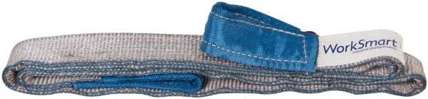 Value Collection - 9' Long x 2" Wide, 3,200 Lb Vertical Capacity, 1 Ply, Polyester Web Sling - 2,500 Lb Choker Capacity, Silver (Color), with Eye & Eye (Flat) - Industrial Tool & Supply