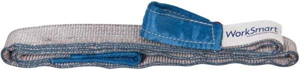 Value Collection - 10' Long x 2" Wide, 3,200 Lb Vertical Capacity, 1 Ply, Polyester Web Sling - 2,500 Lb Choker Capacity, Silver (Color), with Eye & Eye (Flat) - Industrial Tool & Supply