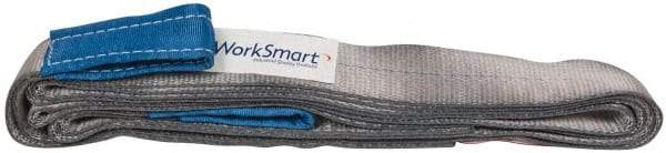 Value Collection - 14' Long x 2" Wide, 3,200 Lb Vertical Capacity, 1 Ply, Polyester Web Sling - 2,500 Lb Choker Capacity, Silver (Color), with Eye & Eye (Flat) - Industrial Tool & Supply