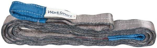 Value Collection - 20' Long x 2" Wide, 3,200 Lb Vertical Capacity, 1 Ply, Polyester Web Sling - 2,500 Lb Choker Capacity, Silver (Color), with Eye & Eye (Flat) - Industrial Tool & Supply