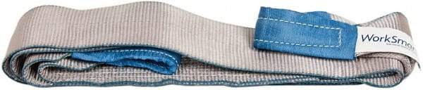 Value Collection - 10' Long x 4" Wide, 6,400 Lb Vertical Capacity, 1 Ply, Polyester Web Sling - 5,000 Lb Choker Capacity, Silver (Color), with Eye & Eye (Flat) - Industrial Tool & Supply