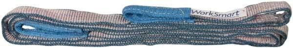 Value Collection - 9' Long x 1" Wide, 3,200 Lb Vertical Capacity, 2 Ply, Polyester Web Sling - 2,500 Lb Choker Capacity, with Eye & Eye (Flat) - Industrial Tool & Supply