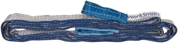 Value Collection - 10' Long x 1" Wide, 3,200 Lb Vertical Capacity, 2 Ply, Polyester Web Sling - 2,500 Lb Choker Capacity, Silver (Color), with Eye & Eye (Flat) - Industrial Tool & Supply