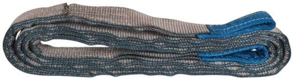 Value Collection - 12' Long x 2" Wide, 6,400 Lb Vertical Capacity, 2 Ply, Polyester Web Sling - 5,000 Lb Choker Capacity, Silver (Color), with Eye & Eye (Flat) - Industrial Tool & Supply