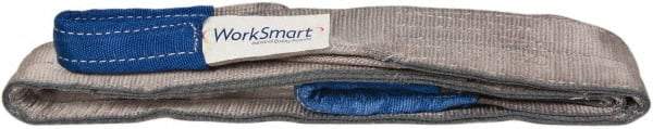 Value Collection - 6' Long x 3" Wide, 8,600 Lb Vertical Capacity, 2 Ply, Polyester Web Sling - 6,900 Lb Choker Capacity, Silver (Color), with Eye & Eye (Flat) - Industrial Tool & Supply