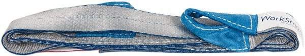 Value Collection - 6' Long x 2" Wide, 3,200 Lb Vertical Capacity, 1 Ply, Polyester Web Sling - 2,500 Lb Choker Capacity, Silver (Color), with Eye & Eye (Twisted) - Industrial Tool & Supply