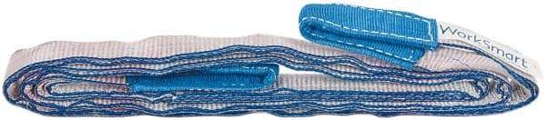 Value Collection - 8' Long x 1" Wide, 3,200 Lb Vertical Capacity, 2 Ply, Polyester Web Sling - 2,500 Lb Choker Capacity, Silver (Color), with Eye & Eye (Twisted) - Industrial Tool & Supply