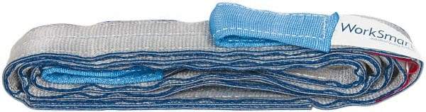 Value Collection - 10' Long x 2" Wide, 6,400 Lb Vertical Capacity, 2 Ply, Polyester Web Sling - 5,000 Lb Choker Capacity, Silver (Color), with Eye & Eye (Twisted) - Industrial Tool & Supply