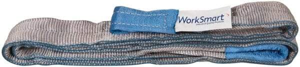 Value Collection - 8' Long x 3" Wide, 8,600 Lb Vertical Capacity, 2 Ply, Polyester Web Sling - 6,900 Lb Choker Capacity, Silver (Color), with Eye & Eye (Twisted) - Industrial Tool & Supply
