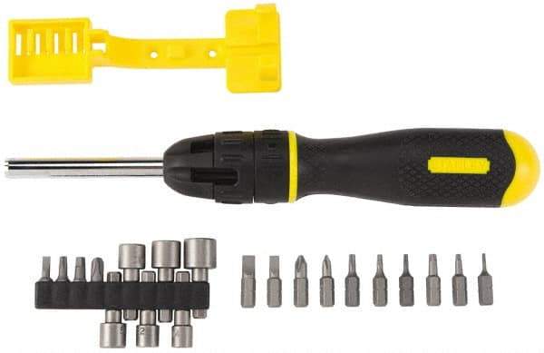 Stanley - 21 Piece Nut Driver, Phillips, Slotted, Square & Torx Screwdriver Set - Bit Sizes: Philips #1 to #3, Nut Driver 7/16, 3/8, 11/32, 5/16, 9/32 & 1/4, Torx T6, T8, T10, T15 & T20 - Industrial Tool & Supply