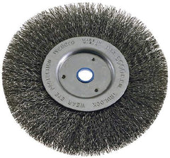 Weiler - 6" OD, 2" Arbor Hole, Crimped Steel Wheel Brush - 1" Face Width, 1-1/8" Trim Length, 0.008" Filament Diam, 6,000 RPM - Industrial Tool & Supply