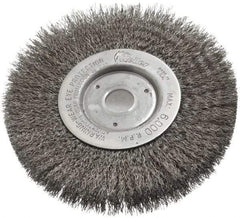 Weiler - 6" OD, 3/4" Arbor Hole, Crimped Steel Wheel Brush - 1/2" Face Width, 1-7/16" Trim Length, 0.0118" Filament Diam, 6,000 RPM - Industrial Tool & Supply