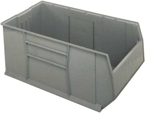 Quantum Storage - 175 Lb. Load Capacity, 41-7/8" Deep, Gray Polypropylene Hopper Stacking Bin - 17-1/2" High x 23-7/8" Wide x 41-7/8" Long - Industrial Tool & Supply