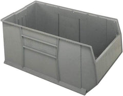 Quantum Storage - 175 Lb. Load Capacity, 41-7/8" Deep, Gray Polypropylene Hopper Stacking Bin - 17-1/2" High x 23-7/8" Wide x 41-7/8" Long - Industrial Tool & Supply