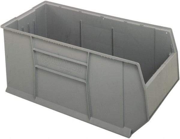 Quantum Storage - 175 Lb. Load Capacity, 41-7/8" Deep, Gray Polypropylene Hopper Stacking Bin - 17-1/2" High x 19-7/8" Wide x 41-7/8" Long - Industrial Tool & Supply