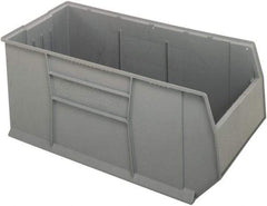 Quantum Storage - 175 Lb. Load Capacity, 41-7/8" Deep, Gray Polypropylene Hopper Stacking Bin - 17-1/2" High x 19-7/8" Wide x 41-7/8" Long - Industrial Tool & Supply