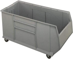 Quantum Storage - 175 Lb. Load Capacity, 41-7/8" Deep, Gray Polypropylene Hopper Stacking Bin - 17-1/2" High x 16-1/2" Wide x 41-7/8" Long - Industrial Tool & Supply
