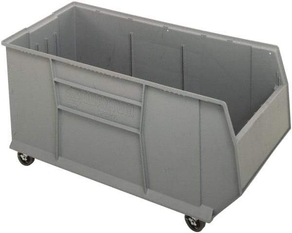 Quantum Storage - 175 Lb. Load Capacity, 41-7/8" Deep, Gray Polypropylene Hopper Stacking Bin - 17-1/2" High x 23-7/8" Wide x 41-7/8" Long - Industrial Tool & Supply