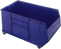 Quantum Storage - 175 Lb. Load Capacity, 41-7/8" Deep, Blue Polypropylene Hopper Stacking Bin - 17-1/2" High x 23-7/8" Wide x 41-7/8" Long - Industrial Tool & Supply