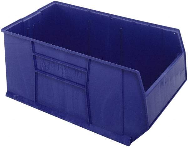 Quantum Storage - 175 Lb. Load Capacity, 41-7/8" Deep, Blue Polypropylene Hopper Stacking Bin - 17-1/2" High x 23-7/8" Wide x 41-7/8" Long - Industrial Tool & Supply