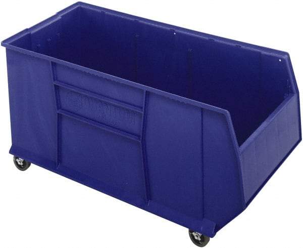 Quantum Storage - 175 Lb. Load Capacity, 41-7/8" Deep, Blue Polypropylene Hopper Stacking Bin - 17-1/2" High x 19-7/8" Wide x 41-7/8" Long - Industrial Tool & Supply