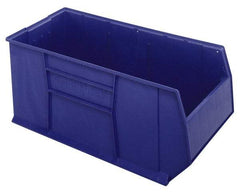 Quantum Storage - 175 Lb. Load Capacity, 41-7/8" Deep, Blue Polypropylene Hopper Stacking Bin - 17-1/2" High x 19-7/8" Wide x 41-7/8" Long - Industrial Tool & Supply